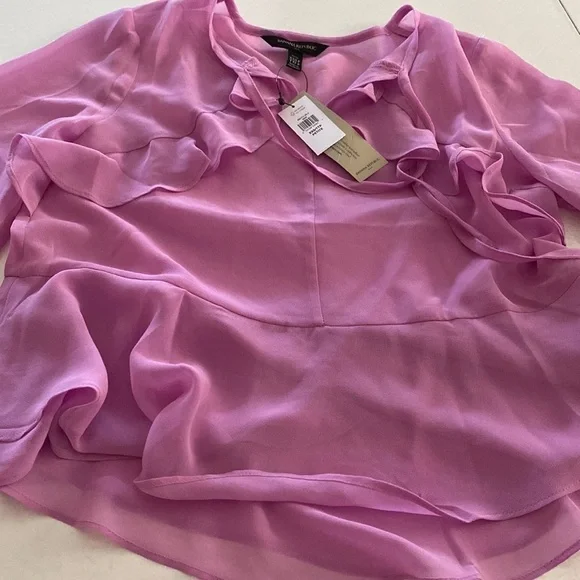 Banana Republic Petite ruffles top in orchid jubilee Sz XXS - Picture 4 of 12